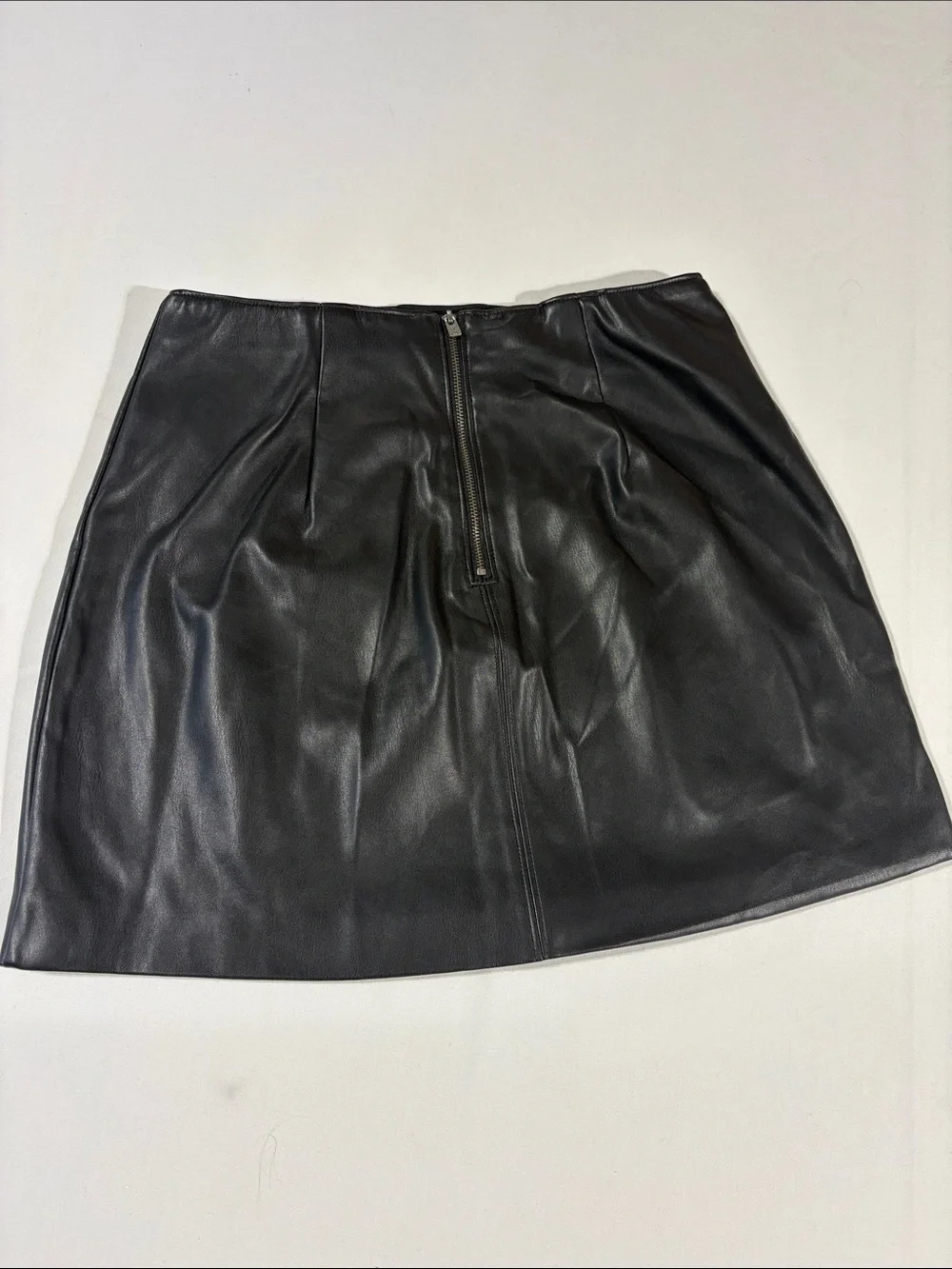 Hollister Black Faux Leather Mini Skirt with Front Slit Large